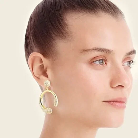 J.CREW PAVE CRYSTAL CIRCLE EARRINGS - Picture 2 of 10